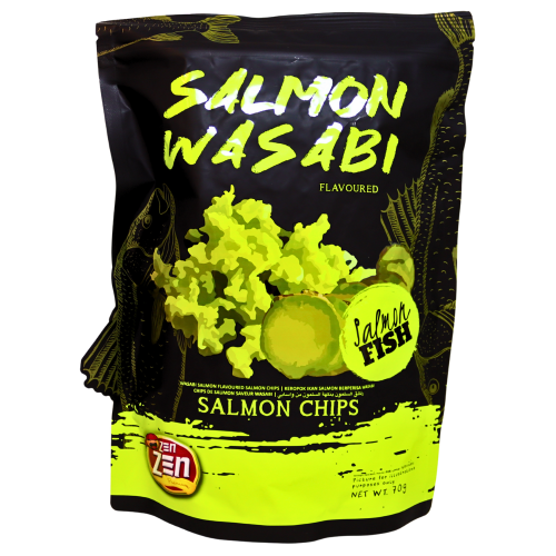 Zen Zen Wasabi Salmon Chips-ZEN ZEN 芥末味三文魚皮脆片-70g-SNACZZ109