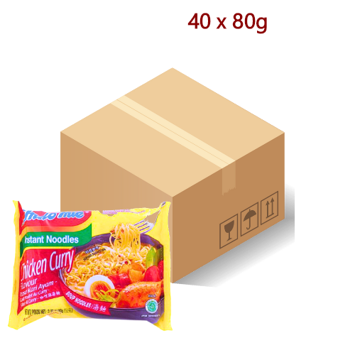Indomie Noodles - Chicken Curry - 40 x 80g-印尼營多湯麵 - 咖喱雞-ININ107