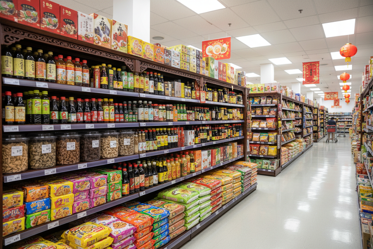 chinese supermarket shelves