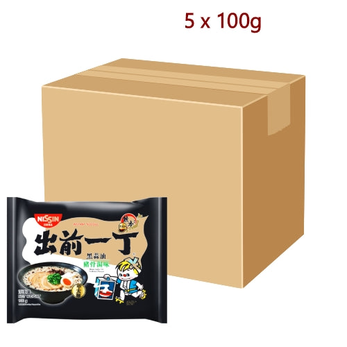 Nissin Noodles HK - Black Garlic Oil Tonkutsu - 5 x 100g-香港出前一丁黑蒜油豬骨湯麵-INN120