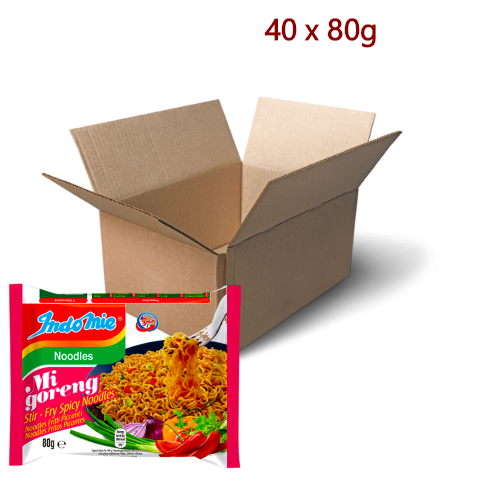 Indomie Noodles - Mi Goreng Pedas - 40 x 80g-印尼營多撈麵 - 辣味-ININ105