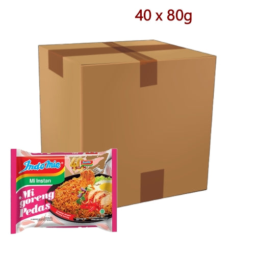 Indomie Noodles - Mi Goreng Pedas - 40 x 80g-印尼營多撈麵 - 辣味-ININ105