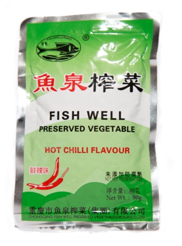 Fish Well Hot Chilli Flavour Preserved Vegetable (YuQuan)-魚泉鮮辣味榨菜-PRE617