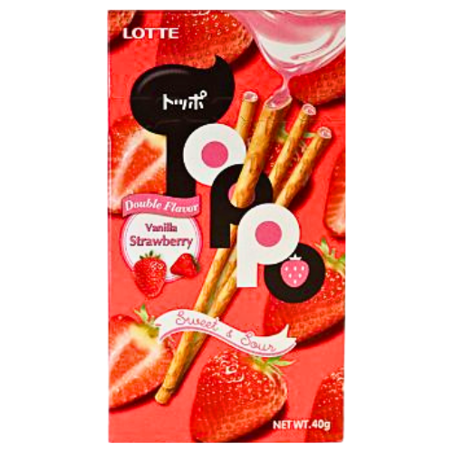 Lotte Toppo Pretzel Stick - Vanilla Strawberry-樂天Toppo香草草莓夾心棒-BISLO182