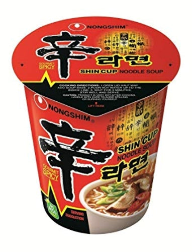 Nong Shim Shin Cup Noodle - Hot & Spicy - 12 x 68g-農心辛辣杯麵-12