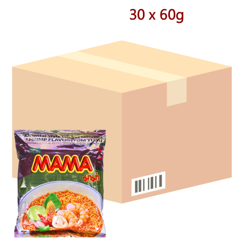 Mama Noodle - Shrimp (Tom Yum) - 30 x 60g-媽媽酸辣味湯麵-INMM101