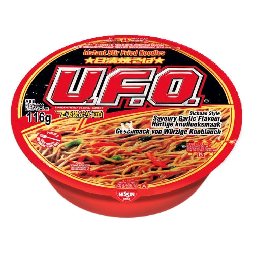 Nissin UFO Noodle - Sichuan Savoury Garlic - 12 x 116g-日清魚香風味飛碟炒麵-12
