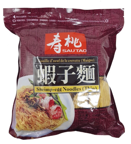 Sau Tao Shrimp Egg Noodles  - Thin-壽桃牌袋裝幼蝦子麵(幼條)-DNOOST400
