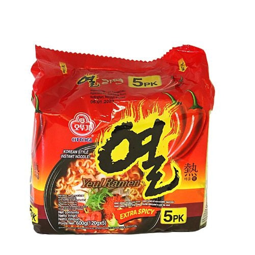 Ottogi Yeul Ramen Hot - Multi Pack-韓國不倒翁熱拉面 - 辣味5包装-INOT105