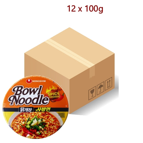 Nong Shim Bowl Noodle - Spicy Chicken - 12 x 100g-農心辣鷄味碗麵-INNS305